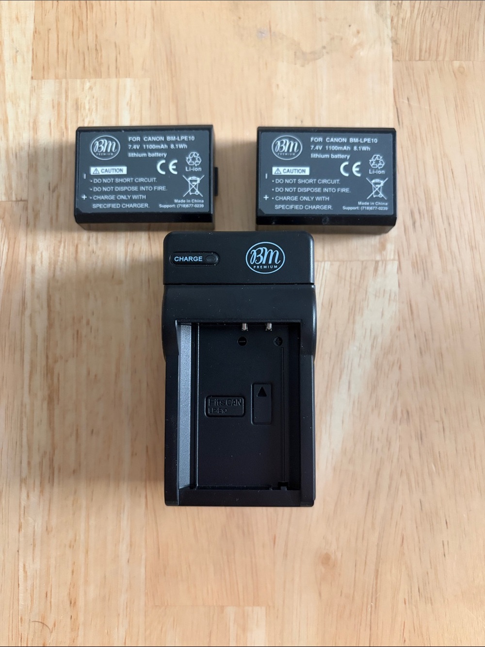 Canon compatible Black Battery Charger with 2 Black Replacement LPE 10